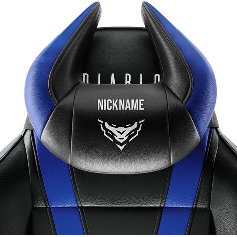 Personalisierte Kopfstütze Diablo Chairs X-Horn: Schwarz-Blau