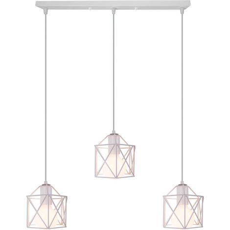 Lustre Suspension Industrielle Vintage Lampe à Suspension Réglable Luminaire Plafonnier Intérieur E27 Ø14CM - Blanc (1/5)