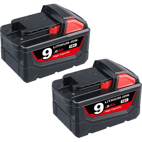 2X 18V Pour Milwaukee M18 Batterie M18B6 XC 18V 9.0Ah Li-Ion 48-11-1860 48-11-1852
