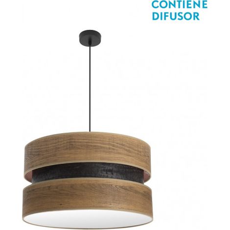 Lampe suspendue Colet 2xe27 noir/bois foncé regx50x50 cm