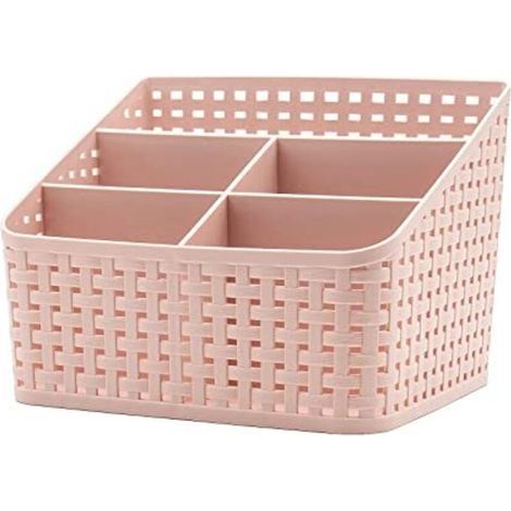 Aufbewahrungskorb, Kunststoff-Aufbewahrungsbox, Aufbewahrungsbox für Büro, Schlafzimmer, Arbeitsplatte, Küche - Rosa (1/4)