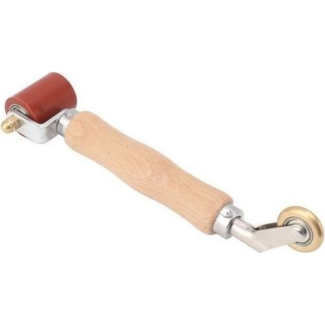 Rouleau de couture en Silicone 40mm, double usage, roue en laiton, poignée en bois, papier peint, rouleau de couture plat pour le soudage PVC TPO rouge (1/5)
