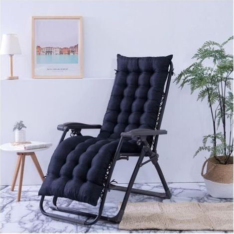 Coussin Bain de Soleil Jardin Pliable Anti-Dérapant - Marque - Modèle - Epais Confort - 48x160cm - Noir (1/3)