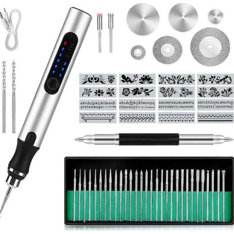 Stylo Graveur Électrique Sans Fil, Outil de Gravure Multifonction, Mini Outil Graver Bricolage, Outil Rotatif Bricolage Portable, USB Rechargeable, Pour Métal Verre Pierre Plastique