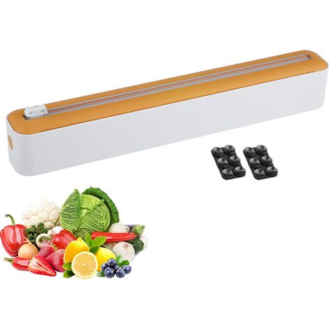 Distributeur de film alimentaire rechargeable à ventouse pour film plastique et papier aluminium avec coupe-film, coupe-film alimentaire robuste (1/5)