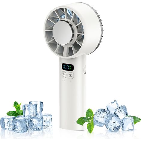 Ventilateur à glace portatif 2025 - Refroidissement supraconducteur TEC 16 °C, moteur silencieux rechargeable 5 200 mAh (blanc) (1/5)