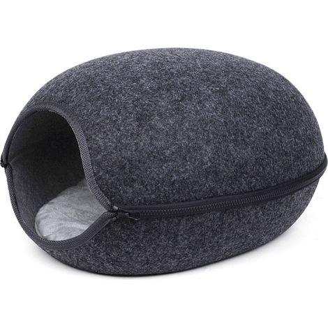 Tunnel rond en feutre pour chat - Maison pour animaux de compagnie - Noir (1/2)