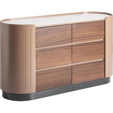Commode contemporaine marron bois vieilli style chaleureux - Marron bois vieilli chaleureux (1/5)