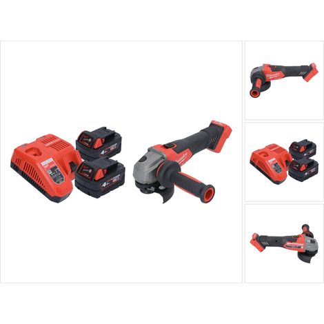 Amoladora angular a batería Milwaukee M18 FSAG115X-402 18 V 115 mm sin escobillas + 2 baterías de 4,0 Ah + cargador