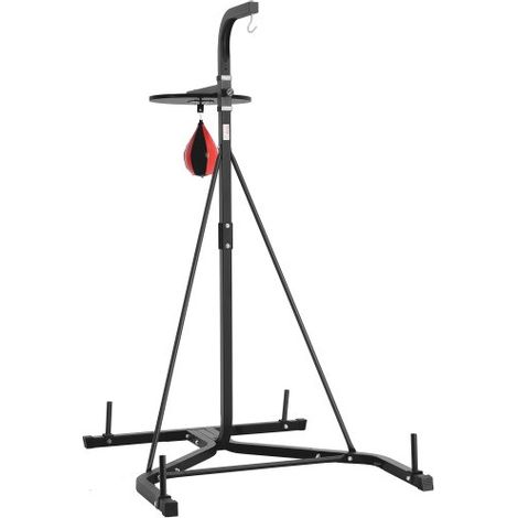 2 in 1 Boxsackständer Trainingsgerät Sandsackgestell aus Stahl, höhenverstellbare Boxsackhalterung (65 kg belastbar), Fitnessgerät Standboxtrainer Speedbag-Ständer für Fitness-Studio (1/5)