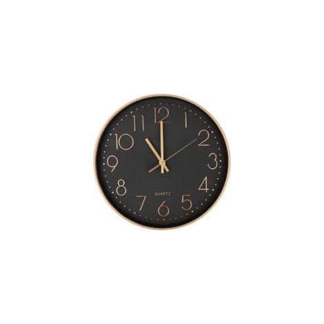 Moderne, geräuschlose Quarz-Wanduhr, 25 cm, runde Wanduhr mit übergroßen Ziffern (Roségold)