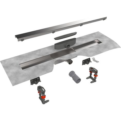 Easy Drain Compact 30 Modulo Stone caniveau de douche set garde d'eau 30mm 90cm profondeur d'encastrement 70mm avec sortie latérale (1/5)