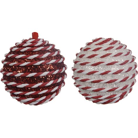 Bola de Navidad brillo blanco y rojo surtido Ø8 cm (1/3)