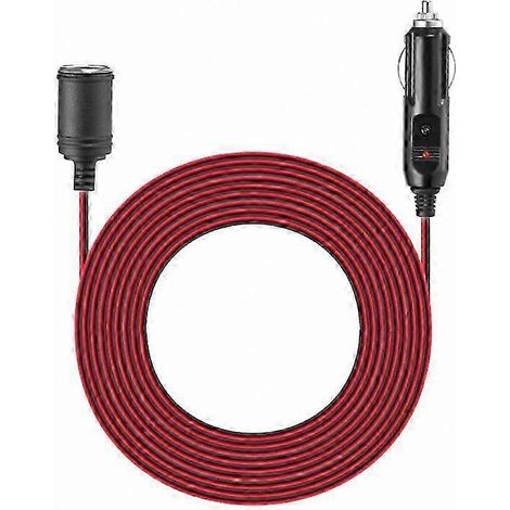 Câble d'alimentation robuste avec fusible 15 A, 12 V/24 V, prise allume-cigare mâle/femelle, rallonge de 3,7 m avec adaptateur. (1/5)