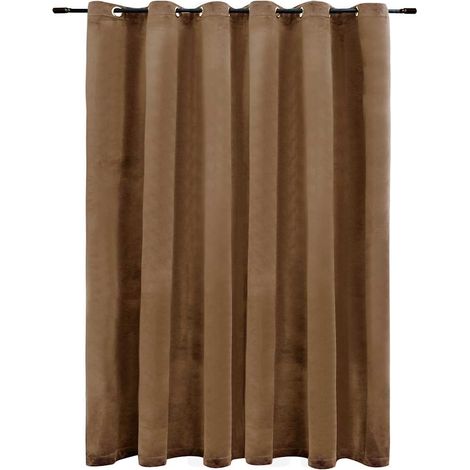 Maison Exclusive - Verdunkelungsvorhang mit Metallösen Samt Beige (1/5)