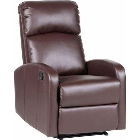Evre Recliner Arm Lounge Chair with Adjustable Leg Rest - PU Leather (Brown) (1/4)