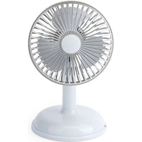 Petit ventilateur électrique portable, simple et vintage, couleur unie, rechargeable par USB, bleu clair, idéal pour l'été. (1/5)