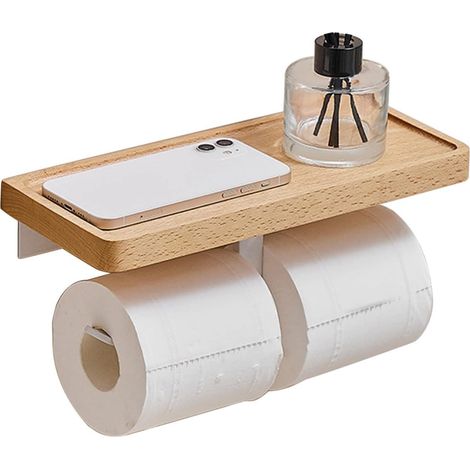Wandmontierter Toilettenpapierhalter aus Naturholz, hängender Rollenhalter für Küche, Toilette und Badezimmer (1/5)
