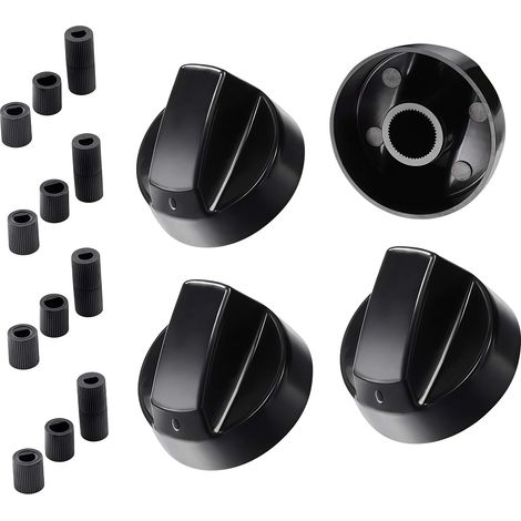 Perilla de cocina, 4 perillas de control universales, perilla de estufa de gas, para casi todas las cocinas, estufas, hornos, estufas de gas(Negro) (1/5)
