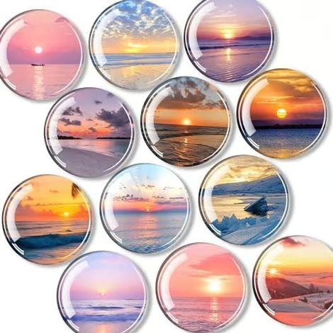 12 pièces aimants au coucher de soleil mignons aimants à réfrigérateur aimants en verre aimants à aimants de réfrigérateur aimants puissants pour enfants petits aimants pour quand (1/3)