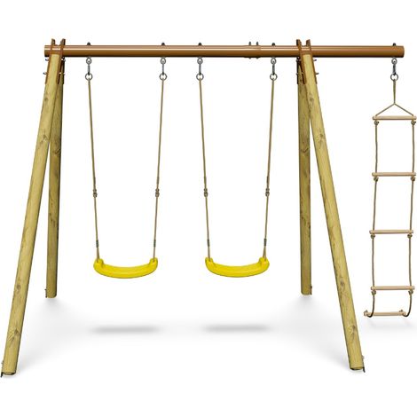 Portique bois poutre métal 1,90 m Techwood Premium PIKI - 3 enfants
