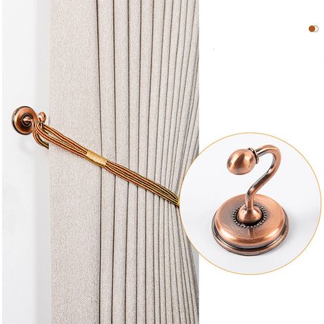 Curtain Tie Backs - Alloy Wall Mounted Holdbacks - For Curtains Tapestries Towels Hats - 2 Pieces - Rose Gold (1/5)