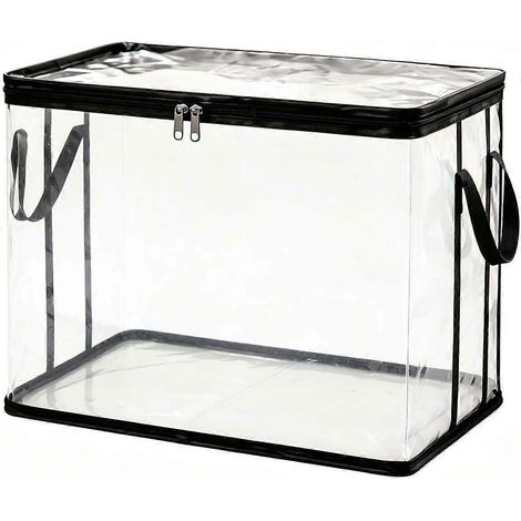 Sac déménagement transparent grand format plastique épais, poignées renforcées double zip imperméable vêtements (1/5)