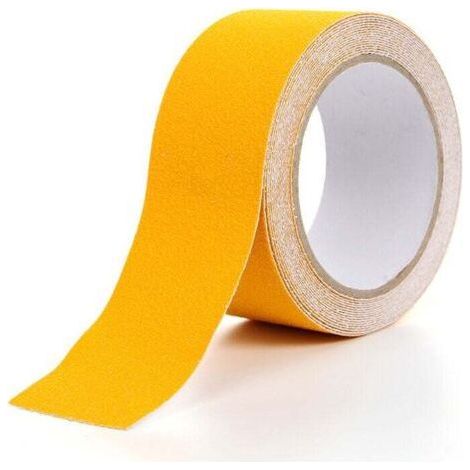 Yellow 5cm 5m, Adhesive Anti-Slip Tape for Stairs, Friction, Safety Abrasive, Scaling, Indoor, Outdoor, High Tensile (1/3)