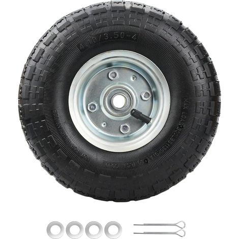Lot de 1 Roue Tondeuse 4.10/3.50-4 Pneu Gonflable 4.10 3.50-4 pour Roue Brouette,Chariot de Jardin,Camion à Main,Wagon,Monte-Charges, Grues,260x85mm,Capacité de Charge Max. 136kg (1/5)