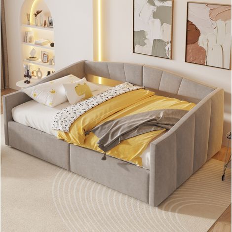 struttura letto 140x200 con vano velluto grigio OKMYHOME (1/5)
