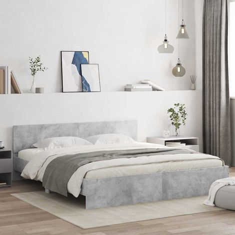 Estructura de cama con cabecero gris hormigón 160x200 cm (1/5)