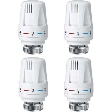 Tête de thermostat Thermostat 4 pièces M 30 x 1,5 Tête de rechange pour vanne de radiateur avec réglage antigel