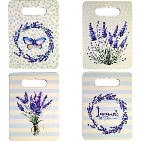 Set de 4 tablas de cortar de cerámica con motivo de lavanda 24 cm (1/5)