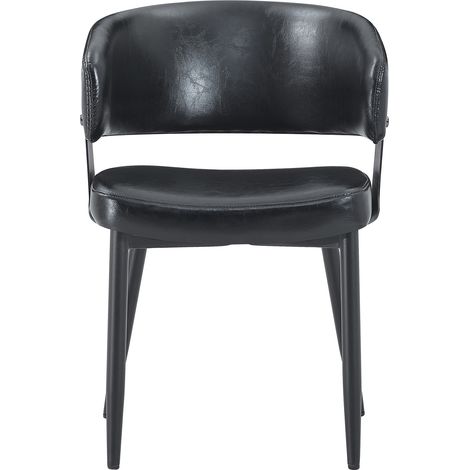 ELVMI Lote de 2 sillas de comedor con reposabrazos y respaldo acolchado para salón y cocina, PU, Negro (1/5)