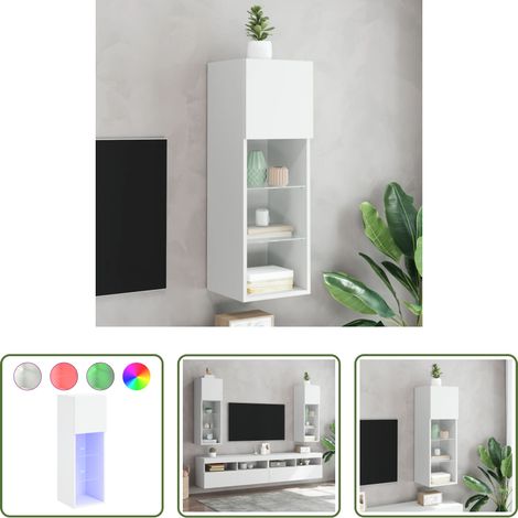 LED-Leuchten -  TV-Schrank mit LED-Leuchten Weiß 30,5x30x90 cm (1/5)
