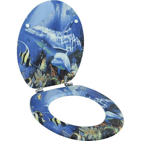 Abattant de toilette en MDF avec couvercle dauphins (1/5)