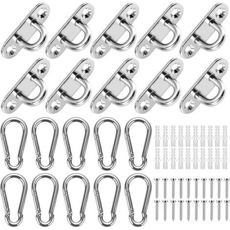 Pontet Inox M5,Crochet Inox,10 Pièces Plaques à Oeillets en Acier Inoxydable pour Balançoires de Yoga Hamacs Auvent Accessoires de Bateau (1/5)