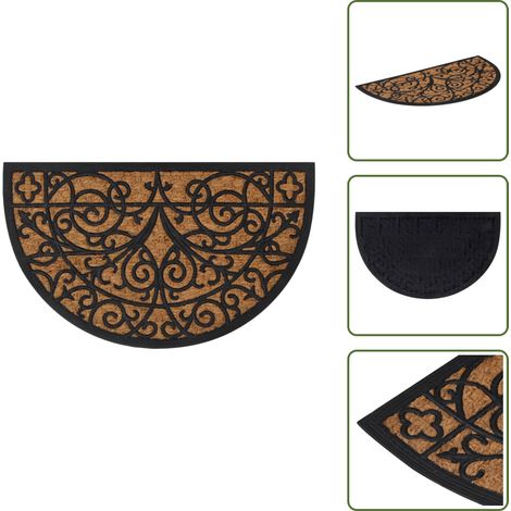 The Living Store Fußmatte Halbrund 45x75 cm Gummi und Kokosfaser - Gummi Fußmatte - Kokosfaser Matte - Eingangsmatte - Türmatte - Anti-Schmutzmatte