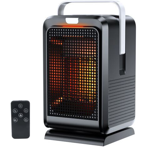 Réchauffeur d'espace intérieur portable - petit réchauffeur de flamme électrique avec thermostat - PTC chauffage rapide en céramique pour chambre à coucher, bureau et camping