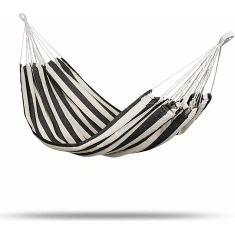 Filiyano – sac en nylon – Hamac de jardin en toile noire et blanche, tapis de balançoire épais, camping simple et décontracté avec sac en nylon - Bdd (1/4)