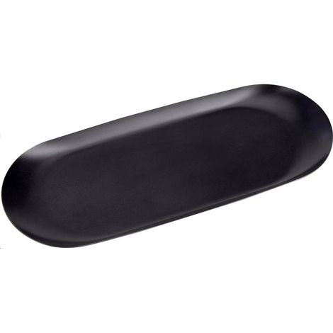 Plateau De Rangement - Acier Inoxydable Noir - Ovale - Pour Bijoux Cosmétiques Bougies Fruits Thé - 1 Pièce (1/5)