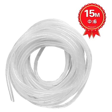 Universal Flexible Spiral Sleeving 6mm Spiral Cable Winding Tube Storage Kit White (1/4)
