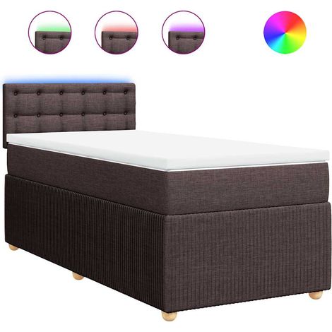 Lit simple  Lit adulte  Sommier à lattes de lit avec matelas Marron foncé 80x200 cm