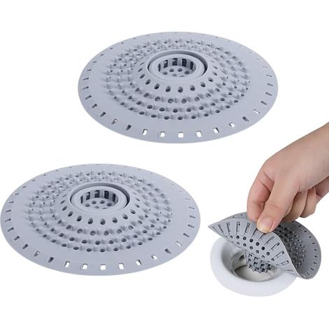 2PCS Silicone Drain Filter - Shower Hair Catcher with Suction Cups, Bath & Sink Hair Filter, Universal Silicone Drain Protector for Kitchen and Bathroom (1/5)