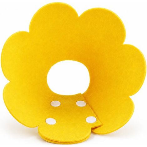 Collerette de protection chat/chien – Fleur en feutre – Taille S – Jaune – Post-chirurgie – Anti-léchage (1/5)