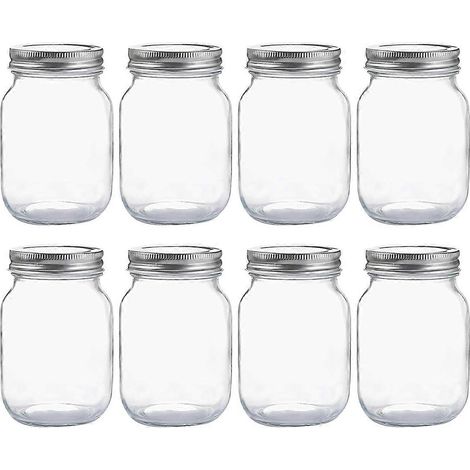 Standard-Glasbehälter mit Öffnung, 473 ml (16 oz) Klarglasbehälter mit Metalldeckel (1/5)