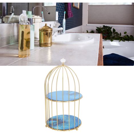 Doppelstöckiger Schminktisch aus Gold, Toilettenablage, Regal mit Vogelkäfigmuster und Achatmuster (1/5)