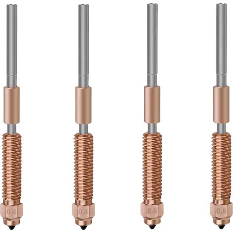 Set di 4 ugelli a cambio rapido per stampanti 3D K1C e Ender 3 V3, con punta in acciaio temprato e lega di titanio per K1 SE e Ender 3 V3 Plus.