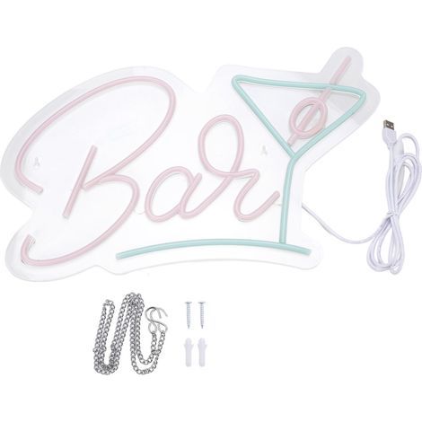Panneau néon de Bar 10,2x16,9 pouces, alimenté par USB, lumière LED accrocheuse avec chaîne suspendue pour maison, Pub, Club, fête (1/5)