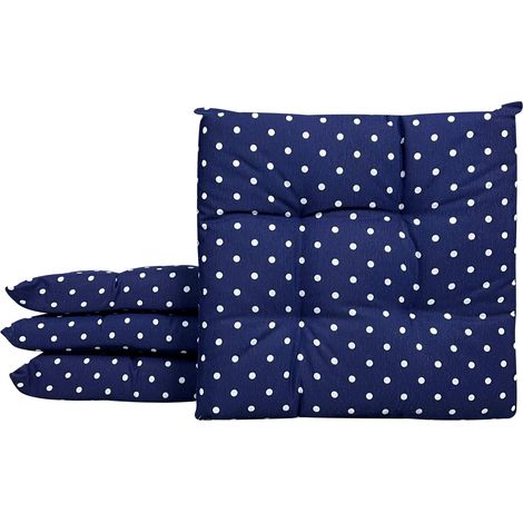 Set 4/6 Cuscini Geometrico Sedia con Lacci Prodotto Italiano 40 x 40 Pois Blu - 4 Pezzi
